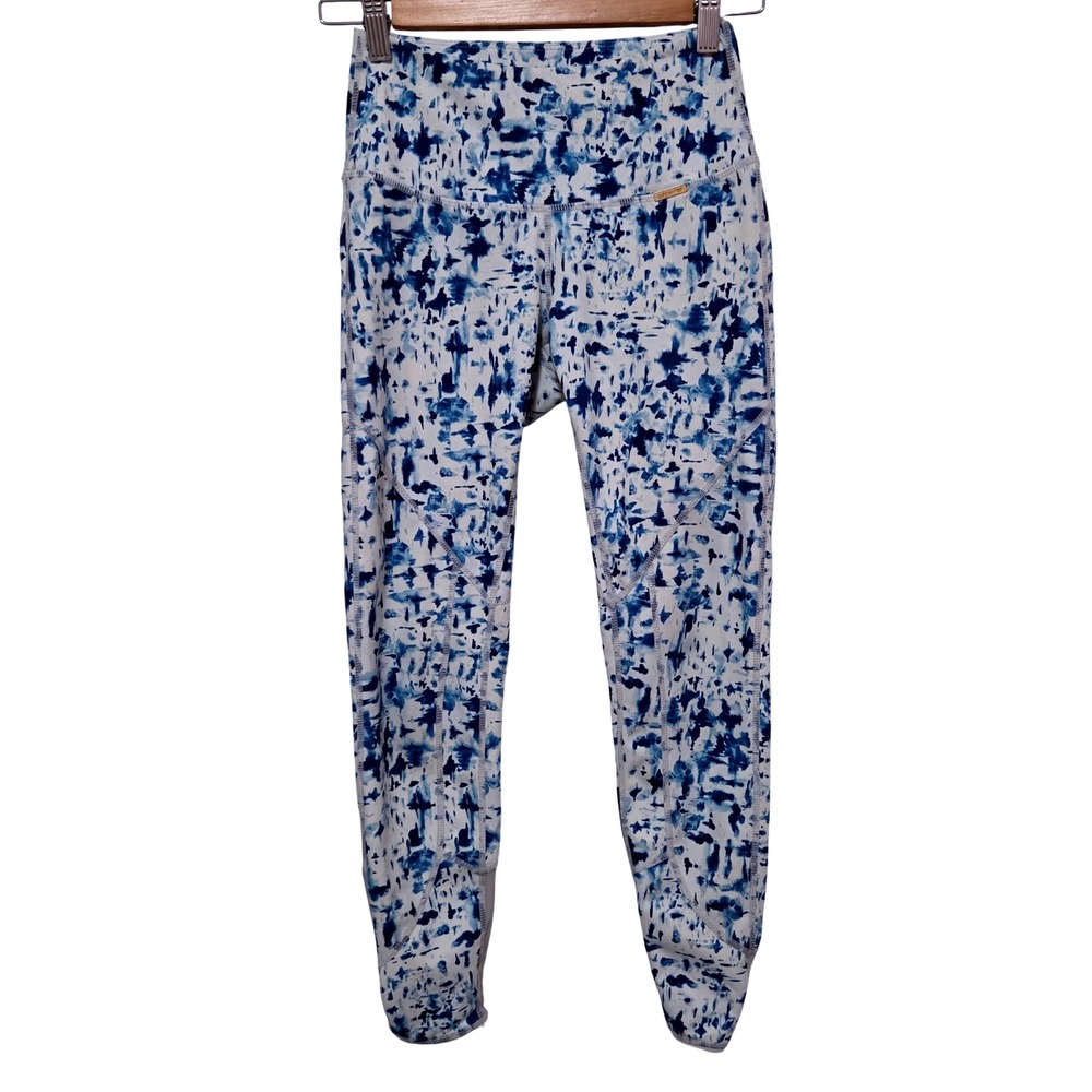 Cleo Harper Tie Dye Blue White XS Athletic Yoga Workout Athleisure Leggings‎